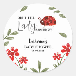 Sticker Rond Notre petite dame est en route pour une baby showe