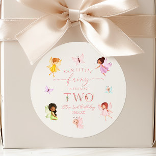 Sticker Rond Notre petite fée enchantée 2e fête d'anniversaire