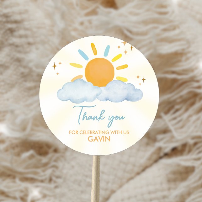 Sticker Rond Notre petite fête d'anniversaire Sunshine (Créateur téléchargé)