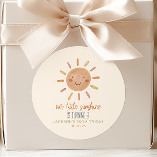 Sticker Rond Notre petite fête d'anniversaire Sunshine Yellow S