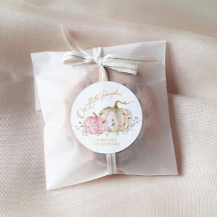 Sticker Rond Notre Petite Fille Citrouille Anniversaire