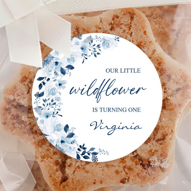 Sticker Rond Notre Petite Fleur sauvage Bébée Fille 1er anniver (Créateur téléchargé)