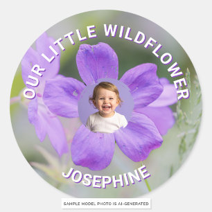 Sticker Rond Notre Petite Fleur Sauvage Fleur Pourpre Photo Per