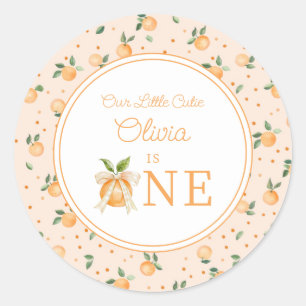 Sticker Rond Notre petite mignonne a un an, premier anniversair