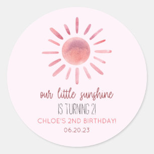 Sticker Rond Notre Petite Soirée Soleil Rose Anniversaire