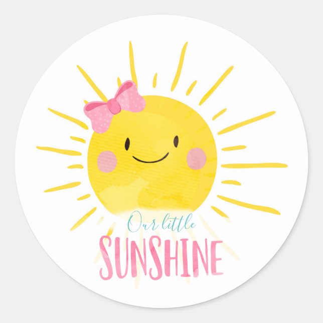 Sticker Rond Notre petite tête de gâteau solaire rose cou rose (Devant)