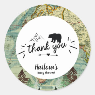 Sticker Rond Notre plus grande aventure Carte Vintage Ours