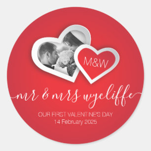 Sticker Rond Notre premier jour de la Saint-Valentin en tant qu