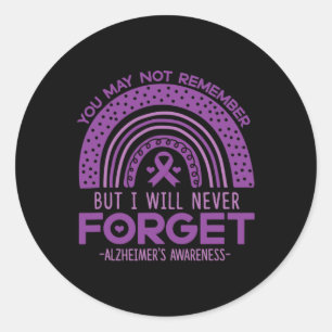 Sticker Rond N'Oubliez Jamais La Démence Patients Purple Ribbon