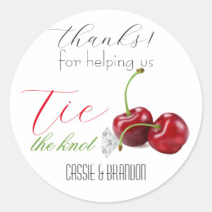 Sticker Rond Nouez le Nœud Remerciement de Mariage Cerise