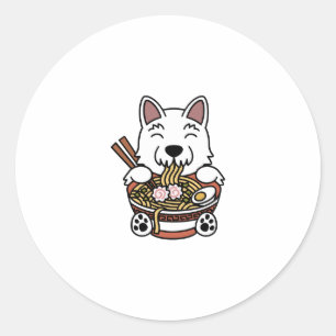 Sticker Rond Nouilles de Westie Ramen