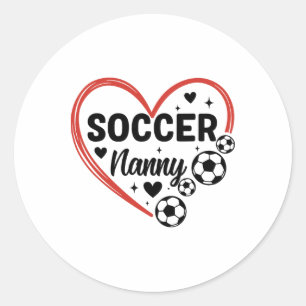 Sticker Rond Nounou de football Cœur Nounou de joueur de footba