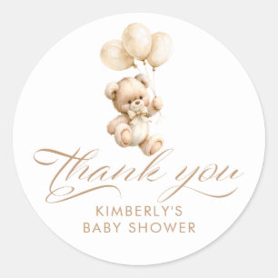Sticker Rond Nounours en peluche avec ballons beige pour Baby S