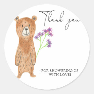 Sticker Rond Nounours en peluche merci
