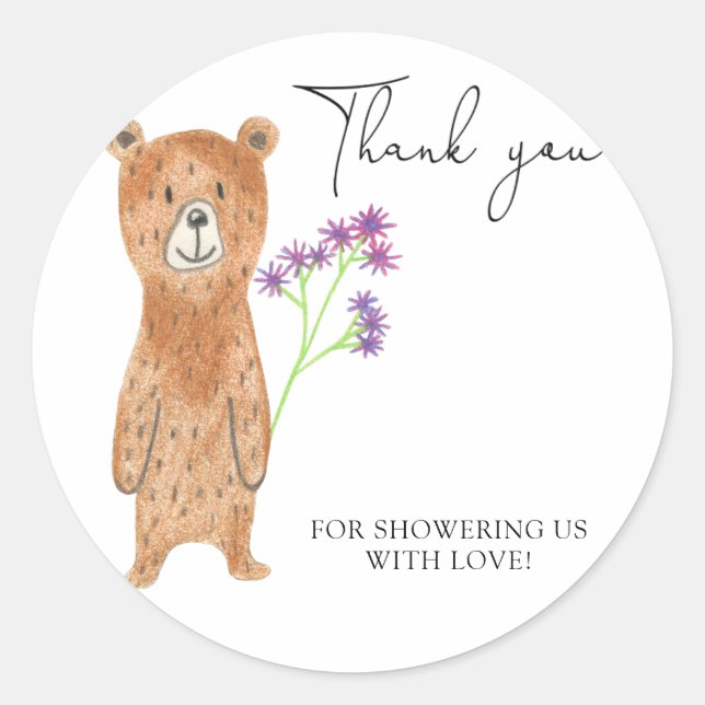 Sticker Rond Nounours en peluche merci (Devant)