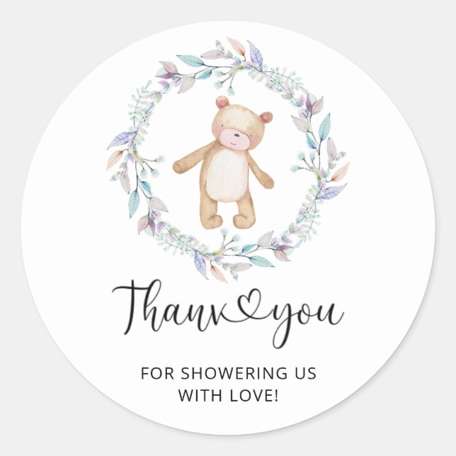 Sticker Rond Nounours ours merci   (Devant)