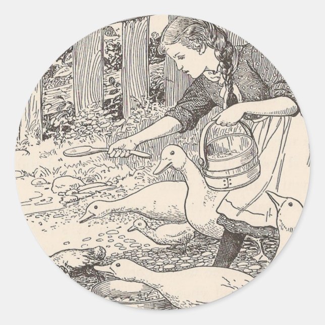 Sticker Rond Nourrir Les Canards (Devant)