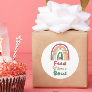 Sticker Rond Nourrissez votre âme motivationnel coloré boho arc