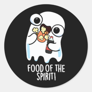 Sticker Rond Nourriture De L'Esprit Blague De Fantôme Drôle Fon