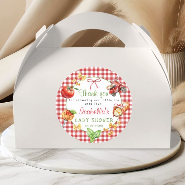 Sticker Rond Nourriture italienne Baby Shower Cannoli Merci Aut (Italian food thank you favors stickers)