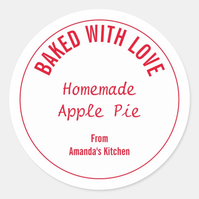 Sticker Rond Nourriture maison Noël Fête cadeau Favoriser Rouge (Devant)