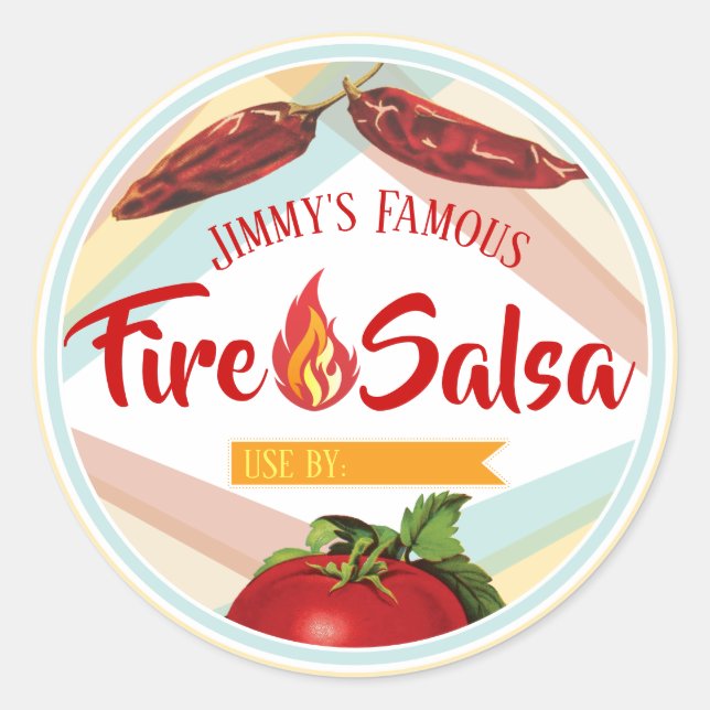 Sticker Rond nourriture mexicaine piment tomate salsa de tomate (Devant)