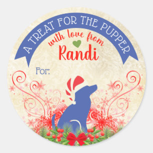 Sticker Rond Nourriture pour animaux de Noël gâteries personn