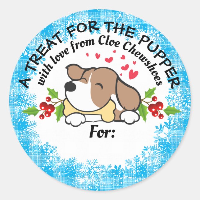 Sticker Rond Nourriture pour animaux de Noël gâteries personnal (Devant)