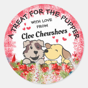 Sticker Rond Nourriture pour animaux de Noël gâteries personnal