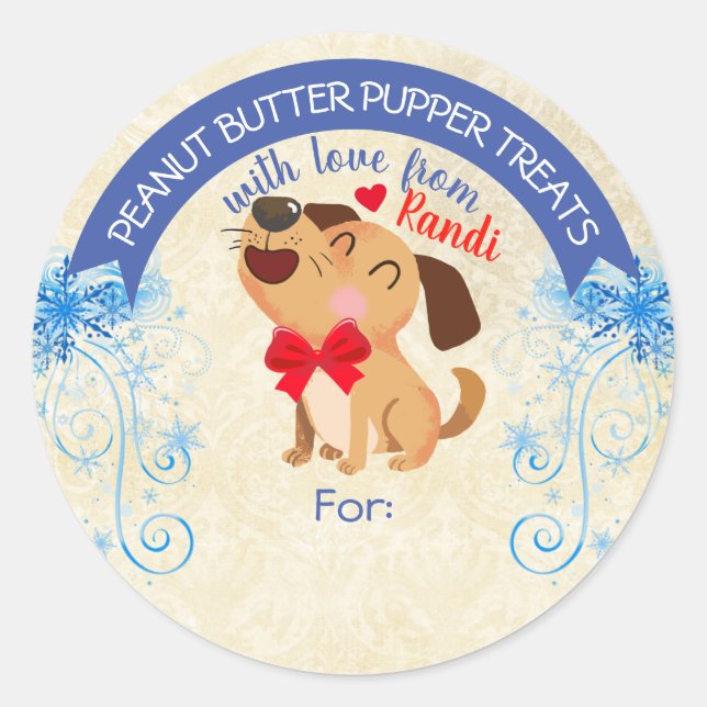 Sticker Rond Nourriture pour animaux de Noël gâteries personnal (Devant)