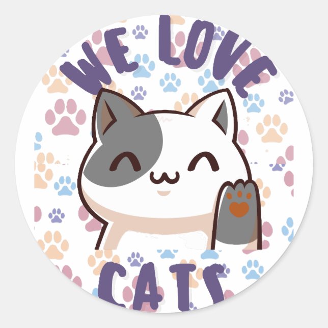 Sticker Rond nous aimons les chats (Devant)