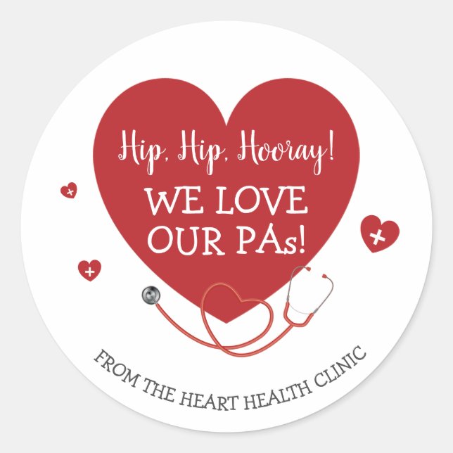 Sticker Rond Nous aimons nos adjoints médicaux Assistant de méd (Devant)