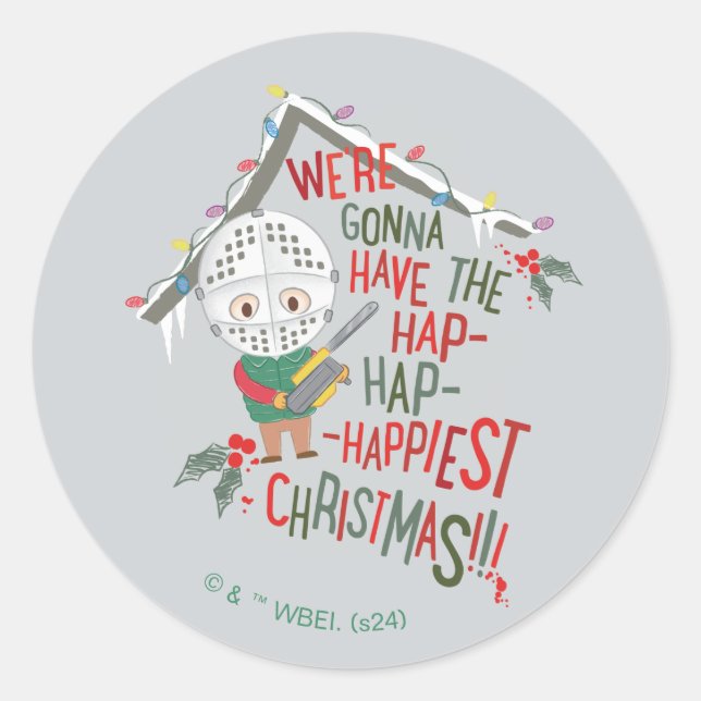 Sticker Rond Nous allons avoir le Noël le plus heureux (Devant)