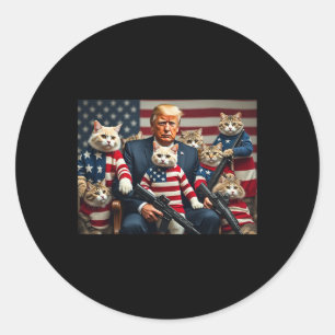 Sticker Rond Nous Allons Sauver Les Chats Drôle Trump Vote 2025
