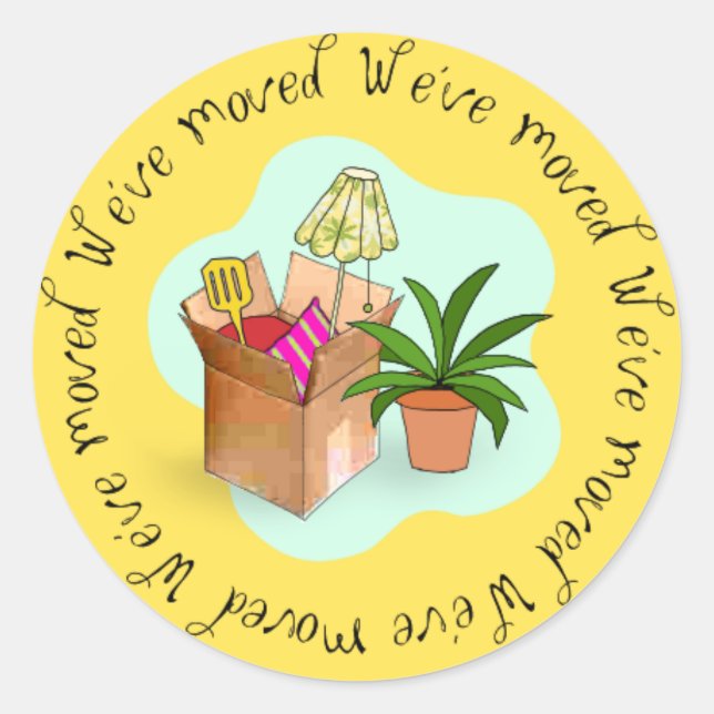 Sticker Rond Nous avons déménagé (Devant)