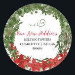 Sticker Rond Nous Avons Déménagé | Christmas Wreath | Nouvelle<br><div class="desc">Nous Avons Déménagé | Christmas Wreath | Nouvelle adresse</div>