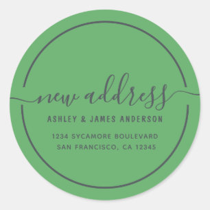 Sticker Rond Nous avons déménagé Vibrant Vert Nouvelle Adresse 