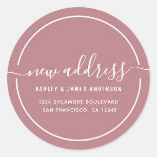 Sticker Rond Nous avons déplacé Dusty Rose Purple Nouveau étiqu