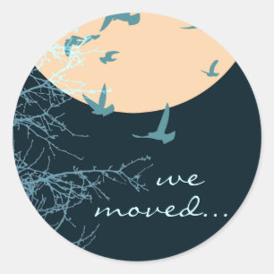 Sticker Rond nous avons déplacé faire-part : silcolecen birds