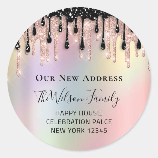 Sticker Rond Nous Avons Déplacé RSVP Changement De Nouveau Rose (Devant)