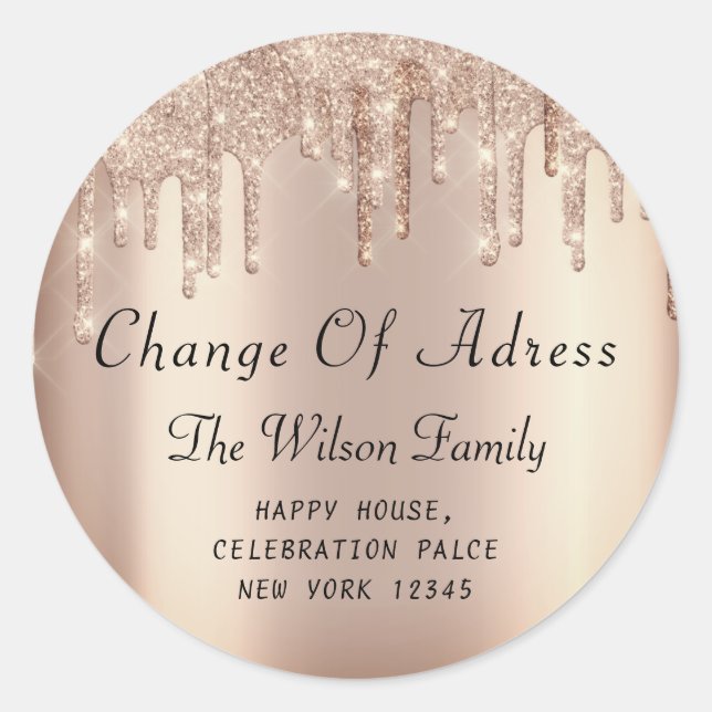 Sticker Rond Nous Avons Déplacé RSVP Changement De Rose D'Adres (Devant)