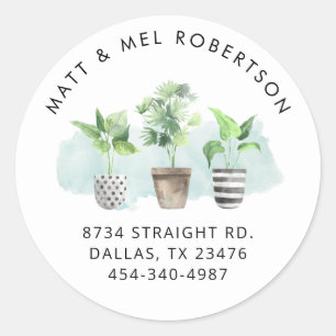 Sticker Rond Nous avons déplacé Watercolor Botanique Adresse de