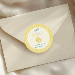 Sticker Rond Nous avons hâte de vous serrer dans nos bras Baby
