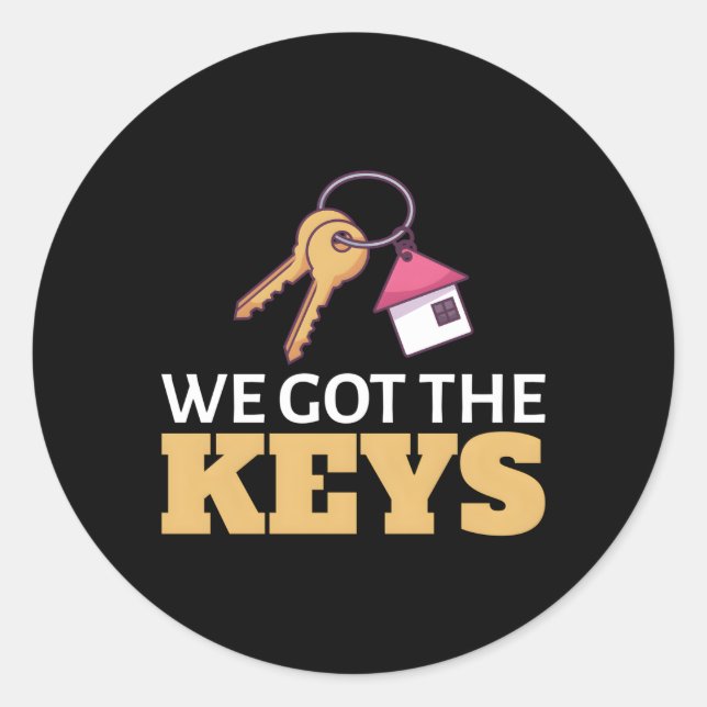 Sticker Rond Nous Avons Les Clés Première Fois Propriétaire De  (Devant)
