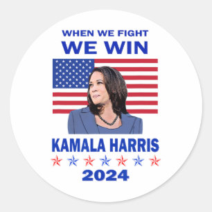 Sticker Rond Nous combattons nous gagnons - Kamala Harris 2024