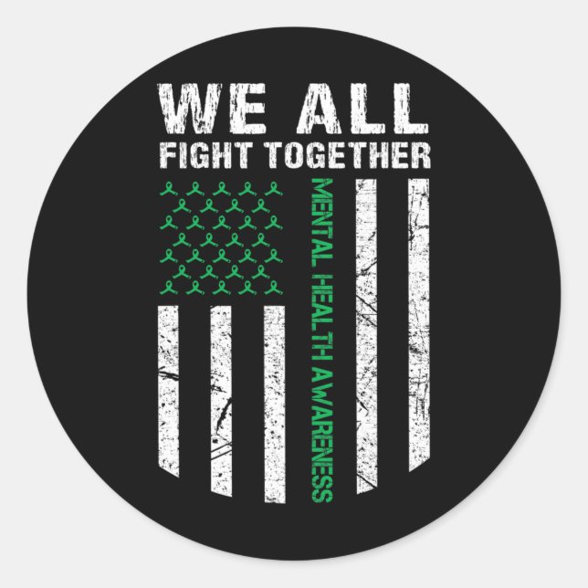 Sticker Rond Nous combattons tous ensemble Drapeau américain Se (Devant)