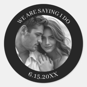 Sticker Rond Nous disons que je le fais   "Save the date" pour 