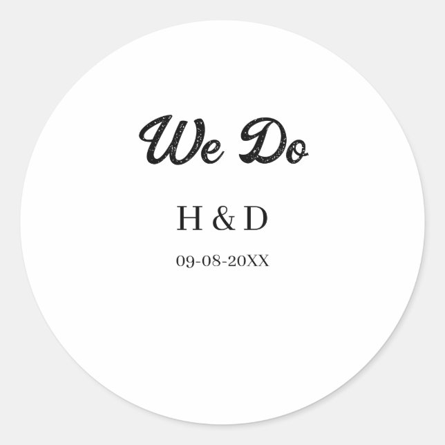 STICKER ROND NOUS FAISONS COUPLE NOM LETTRE DATE DE MARIAGE SIM (Devant)