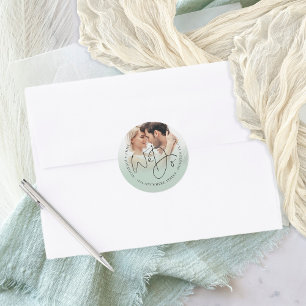 Sticker Rond Nous faisons Photo Retour Adresse Sage Green Maria