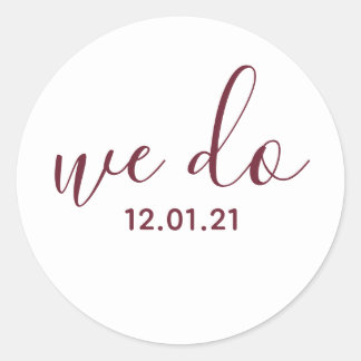 Sticker Rond Nous faisons un sceau d'enveloppe de mariage daté